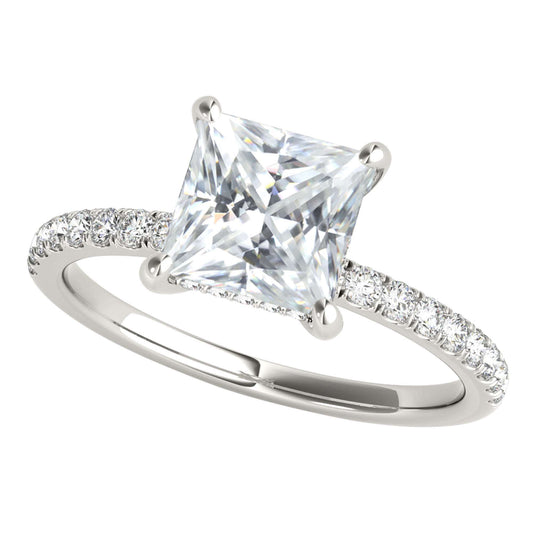 MAULI JEWELS 1.55 Carat Princess Moissanite Natural Diamond Engagement Rings In 14K Solid Rose White Yellow Gold Mauli Jewels