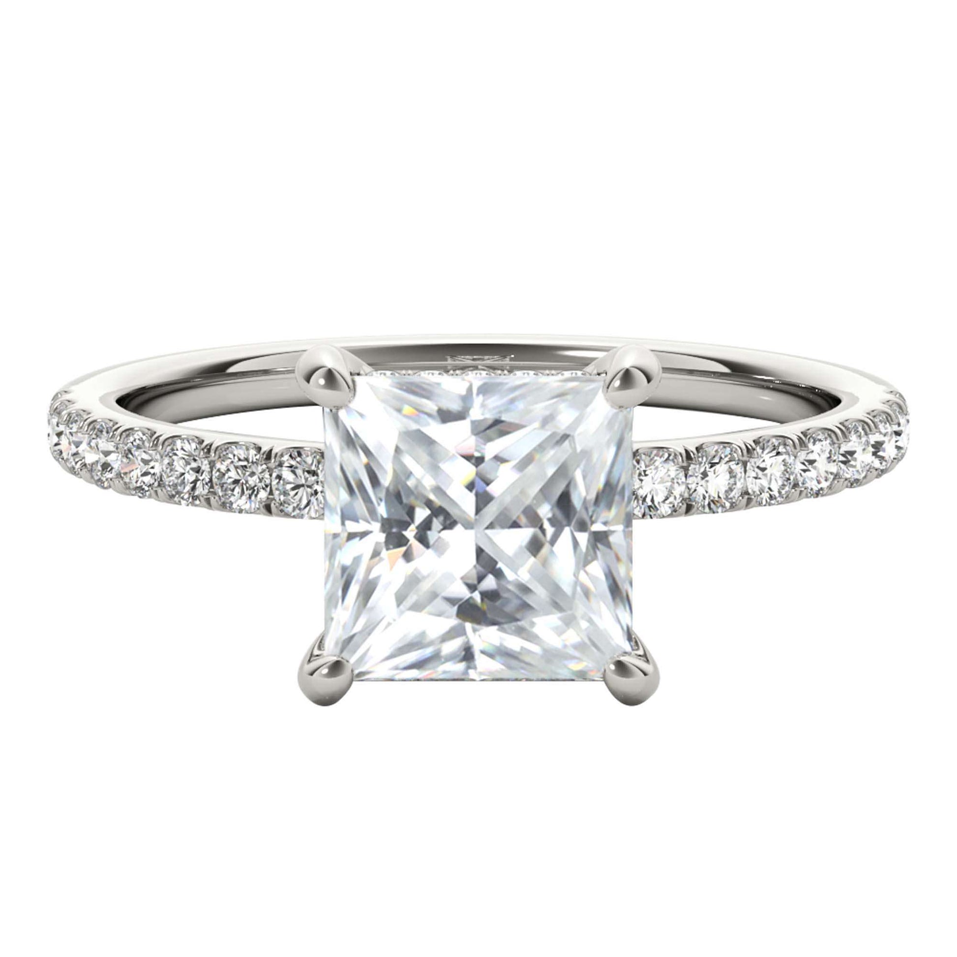 MAULI JEWELS 1.55 Carat Princess Moissanite Natural Diamond Engagement Rings In 14K Solid Rose White Yellow Gold Mauli Jewels