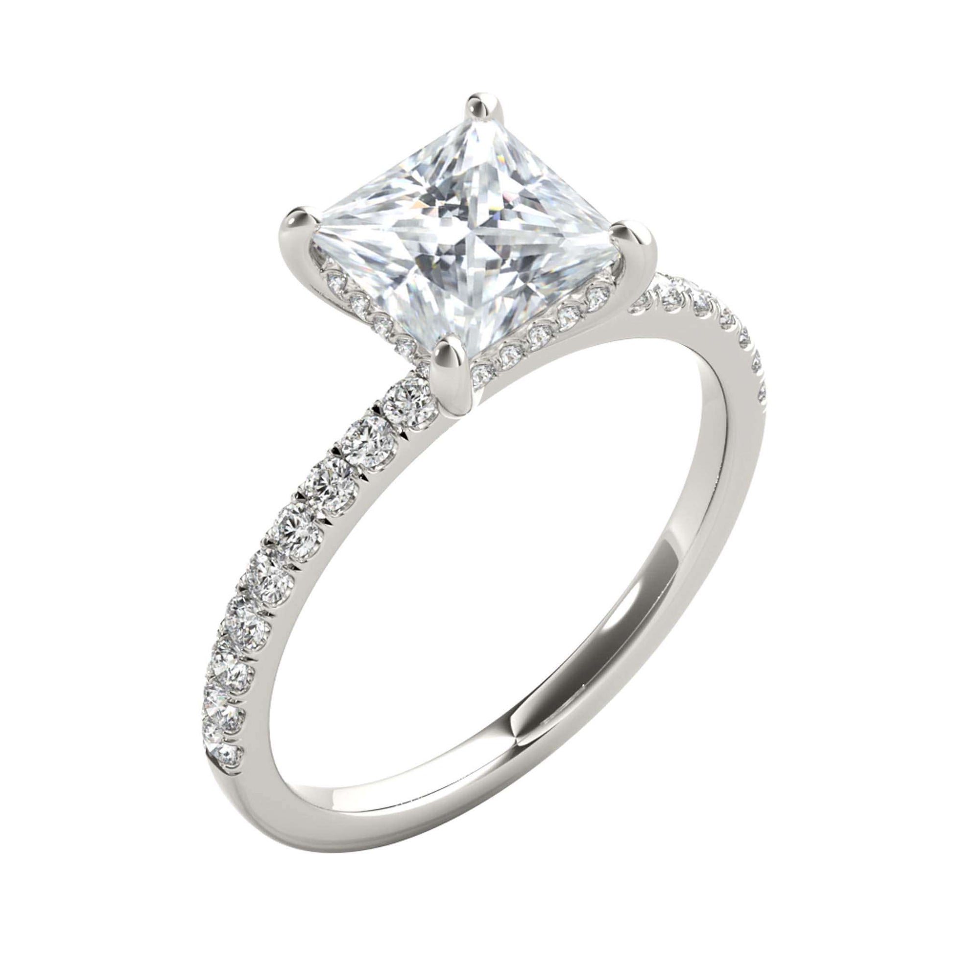 MAULI JEWELS 1.55 Carat Princess Moissanite Natural Diamond Engagement Rings In 14K Solid Rose White Yellow Gold Mauli Jewels