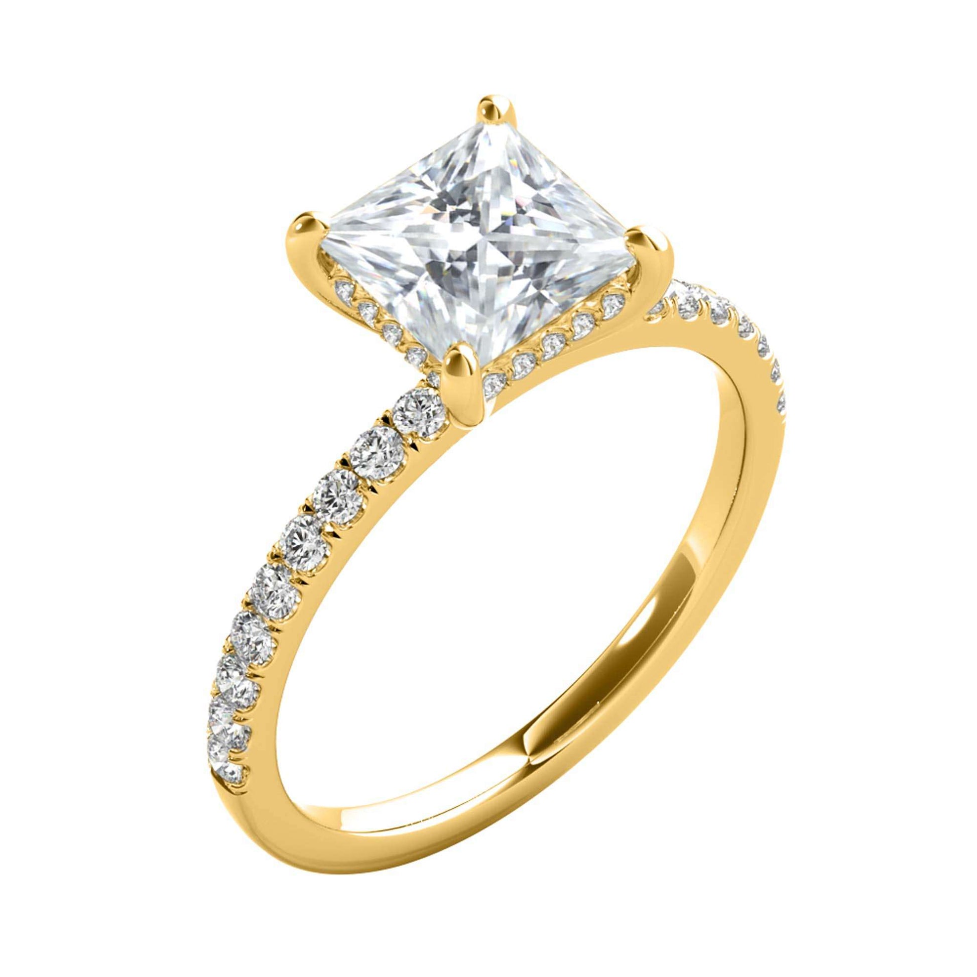 MAULI JEWELS 1.55 Carat Princess Moissanite Natural Diamond Engagement Rings In 14K Solid Rose White Yellow Gold Mauli Jewels