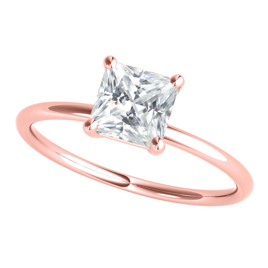 MAULI JEWELS 1.25 Carat Solitaire Princess Cut Moissanite Engagement Rings In 10K Solid Rose White Yellow Gold Mauli Jewels