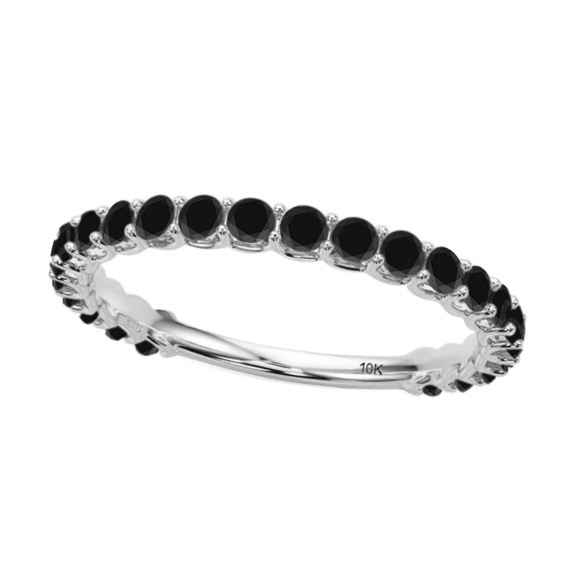 0.75 Carat Lab Grown White Diamond 1/2 Eternity Wedding Band In 10K Solid White Gold For Women Mauli Jewels