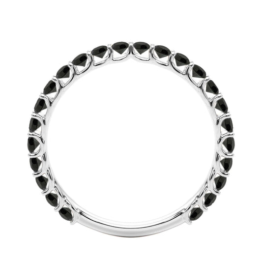 0.75 Carat Natural Black Diamond 1/2 Eternity Wedding Band In 10K Solid White Gold For Women Mauli Jewels