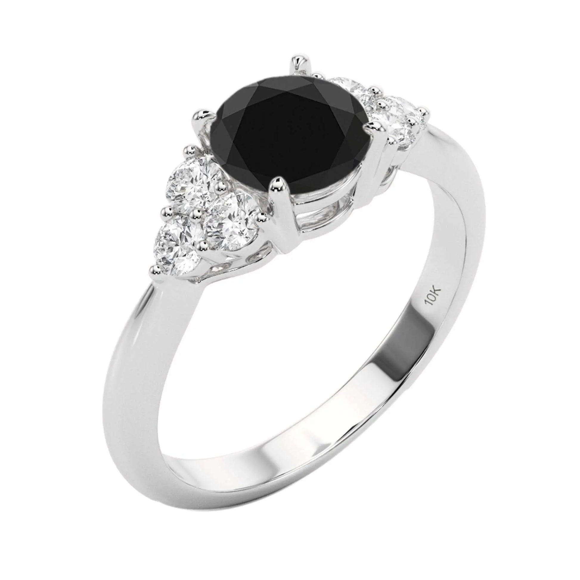1.35 Carat Black And White Diamond Engagement Rings For Women In 10K Mauli Jewels