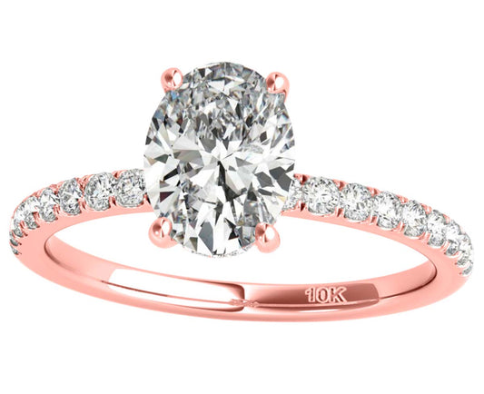 1.00 Carat Oval Lab-Grown Brilliant cut {GH VS1}Diamond Ring in 10K White, Rose, and Yellow Gold for Women