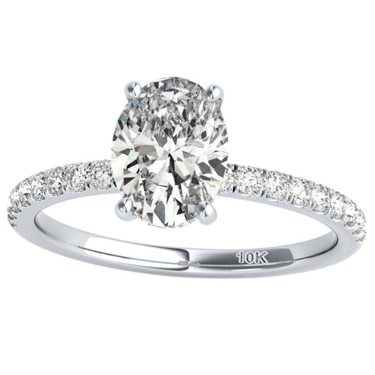 1.00 Carat Oval Lab-Grown Brilliant cut {GH VS1}Diamond Ring in 10K White, Rose, and Yellow Gold for Women