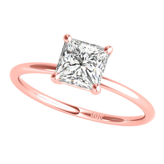 Mauli Jewels Women's 1.00 Ctw Princess Cut Lab-Grown Diamond Solitaire Ring in 10K White, Rose, and Yellow Gold