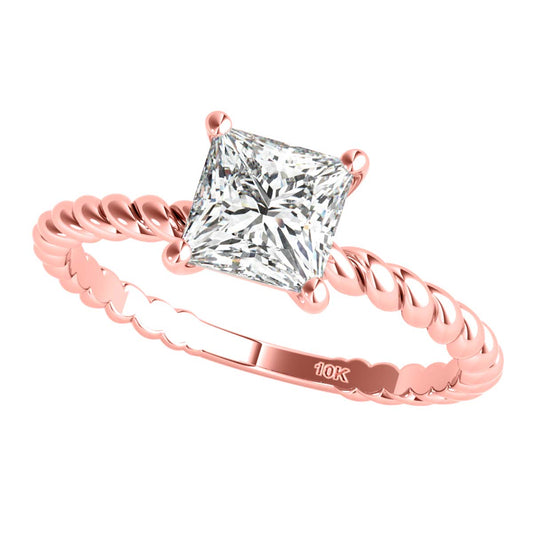 Mauli Jewels Women's 1.00 Ctw Princess Cut Lab-Grown Diamond Solitaire Ring in 10K White, Rose, and Yellow Gold