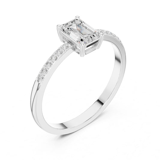 Mauli Jewels 10K Gold 0.50 Ct Emerald Cut Lab Grown Diamond Engagement Ring for Women, EF-VS1 Clarity, Rose, White & Yellow Gold