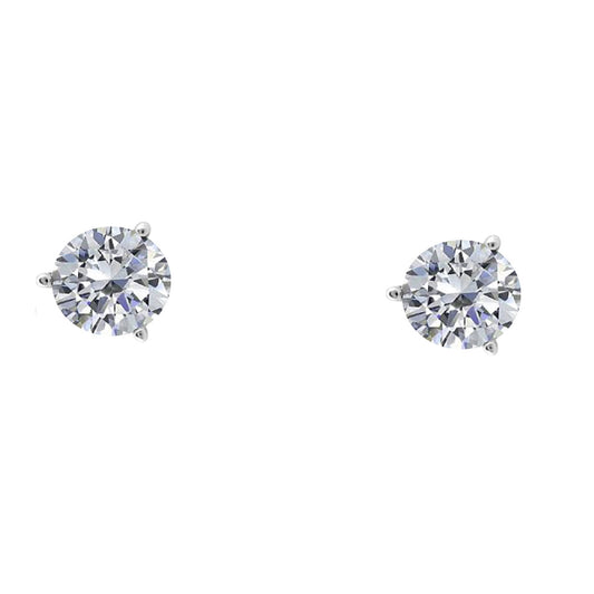 14k Gold Three Prong Martini Studs Diamond Earrings 0.10 Cttw Brilliant Cut White Yellow Gold For Women Mauli Jewels