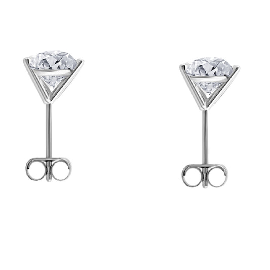 14k Gold Three Prong Martini Studs Diamond Earrings 0.10 Cttw Brilliant Cut White Yellow Gold For Women Mauli Jewels