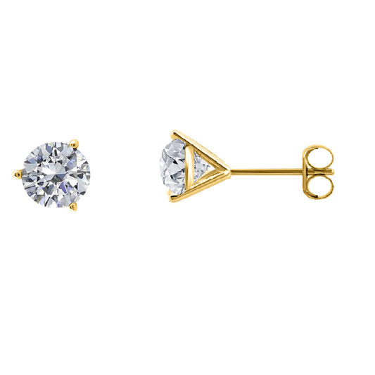 14k Gold Three Prong Martini Studs  Diamond Earrings 0.10 Cttw Brilliant Cut  White Yellow Gold For Women Mauli Jewels
