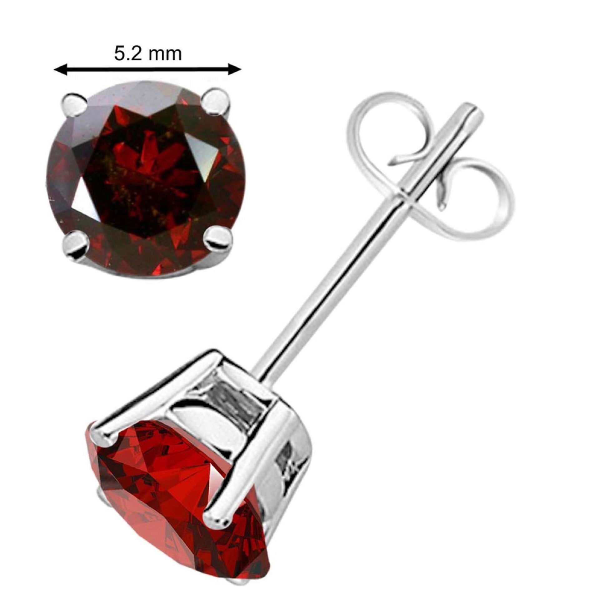 1.00 Carat Red Diamond Prong Set Stud Earrings For Women In 14K White & Yellow Gold Mauli Jewels