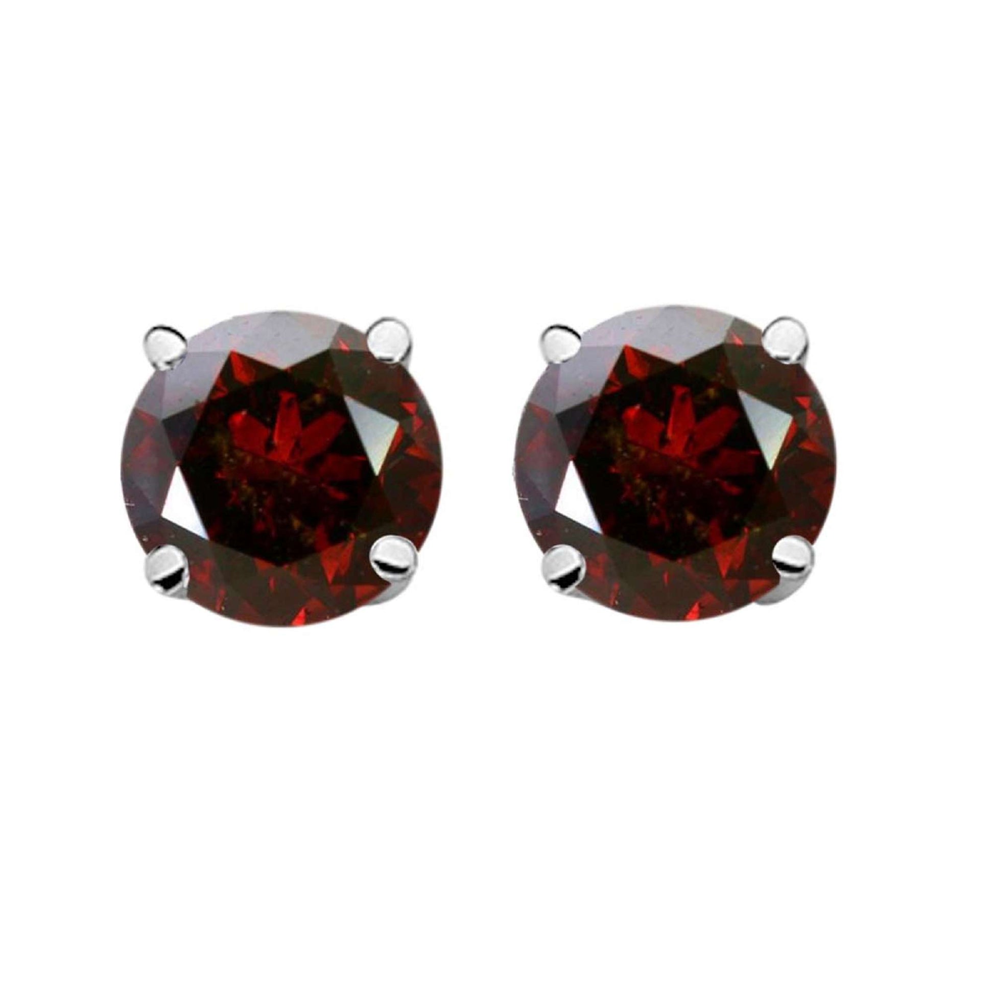 Maulijewels 1.50 Carat Prong Set Natural Red Diamond Stud Earrings For Women In 14K White & Yellow Gold Mauli Jewels