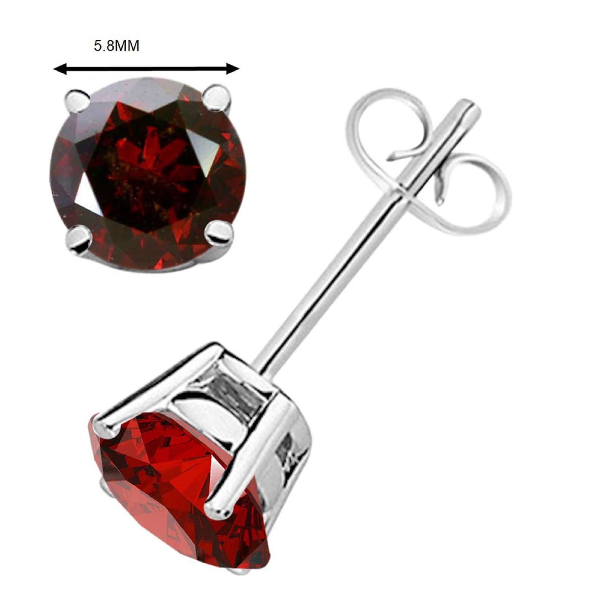 Maulijewels 1.50 Carat Prong Set Natural Red Diamond Stud Earrings For Women In 14K White & Yellow Gold Mauli Jewels