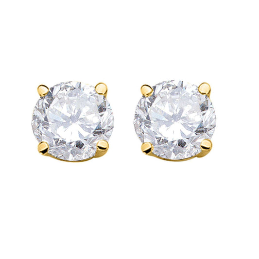 0.20 Carat Round White Diamond Stud Earrings For Women In 14K Solid White & Yellow Gold Mauli Jewels