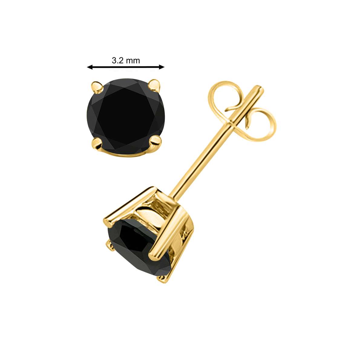 1/4 Carat Natural Black Diamond Prong Set Stud Earrings For Women In 14K Yellow & White Gold Mauli Jewels