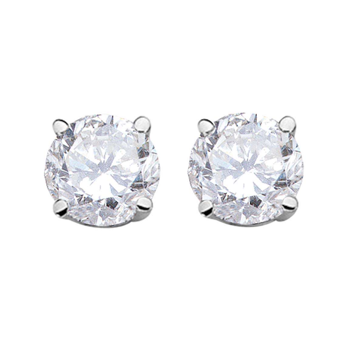 0.30 Carat Natural Diamond Prong Set Stud Earrings For Women in 14K Yellow & White Gold With Secure Backs Mauli Jewels