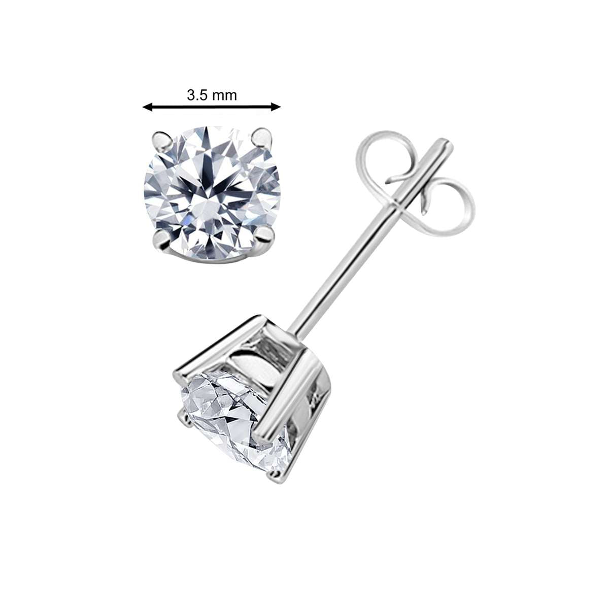 0.30 Carat Natural Diamond Prong Set Stud Earrings For Women in 14K Yellow & White Gold With Secure Backs Mauli Jewels
