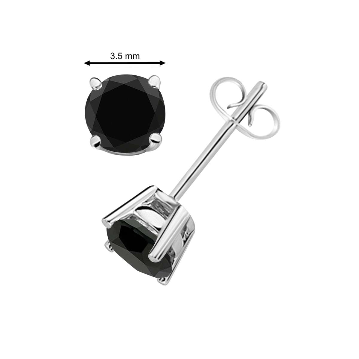 Black Diamond 14K White & Yellow Gold Prong Set Stud Earrings For Women Comes With a Secure Push Back Mauli Jewels