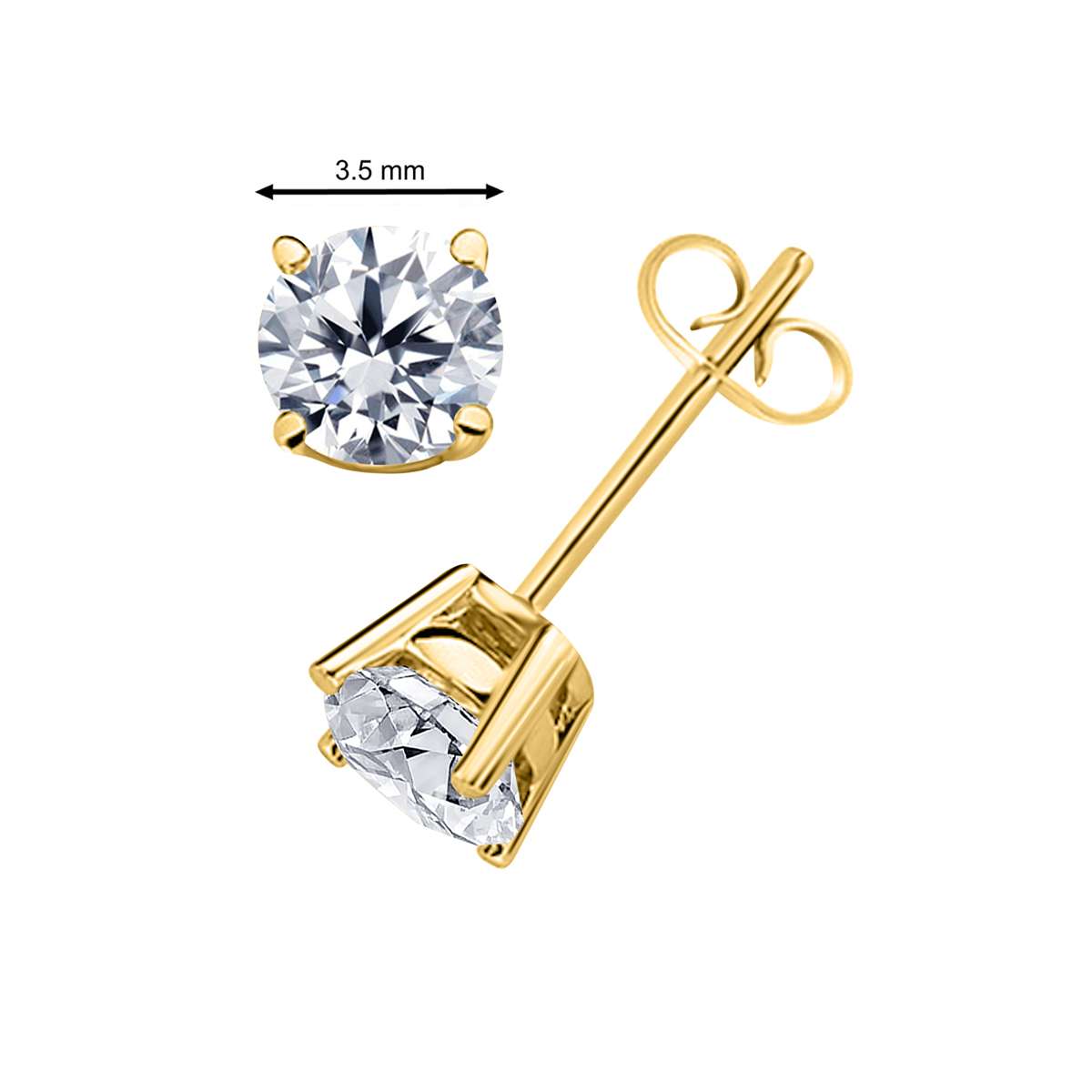 0.30 Carat Natural Diamond Prong Set Stud Earrings For Women in 14K Yellow & White Gold With Secure Backs Mauli Jewels