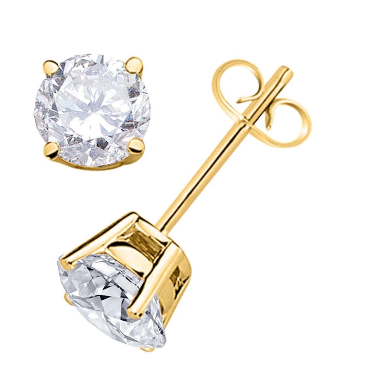 0.30 Carat Natural Diamond Prong Set Stud Earrings For Women in 14K Yellow & White Gold With Secure Backs Mauli Jewels