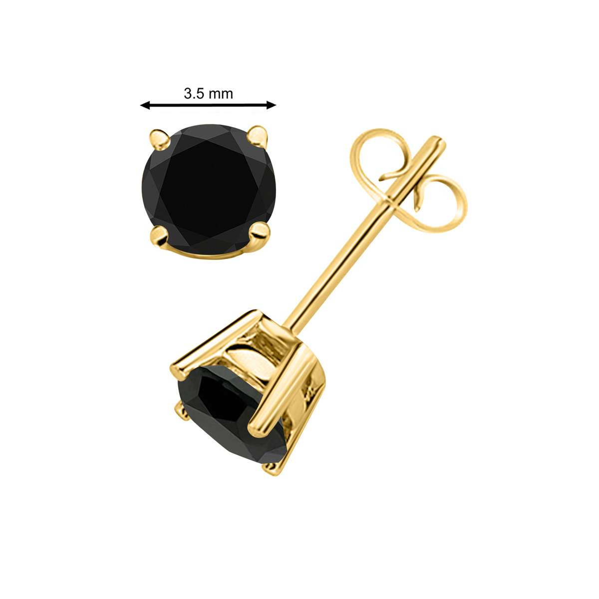 Black Diamond 14K White & Yellow Gold Prong Set Stud Earrings For Women Comes With a Secure Push Back Mauli Jewels