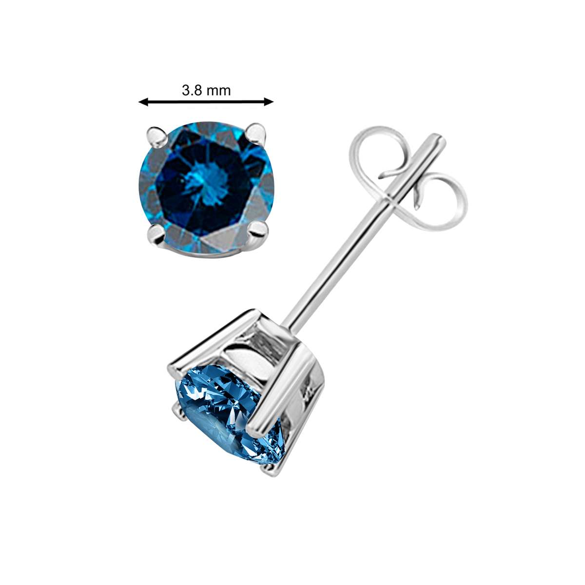 Maulijewels 0.40 Carat Natural Blue Diamond Prong Set Stud Earrings For Women In 14K White & Yellow Gold Mauli Jewels