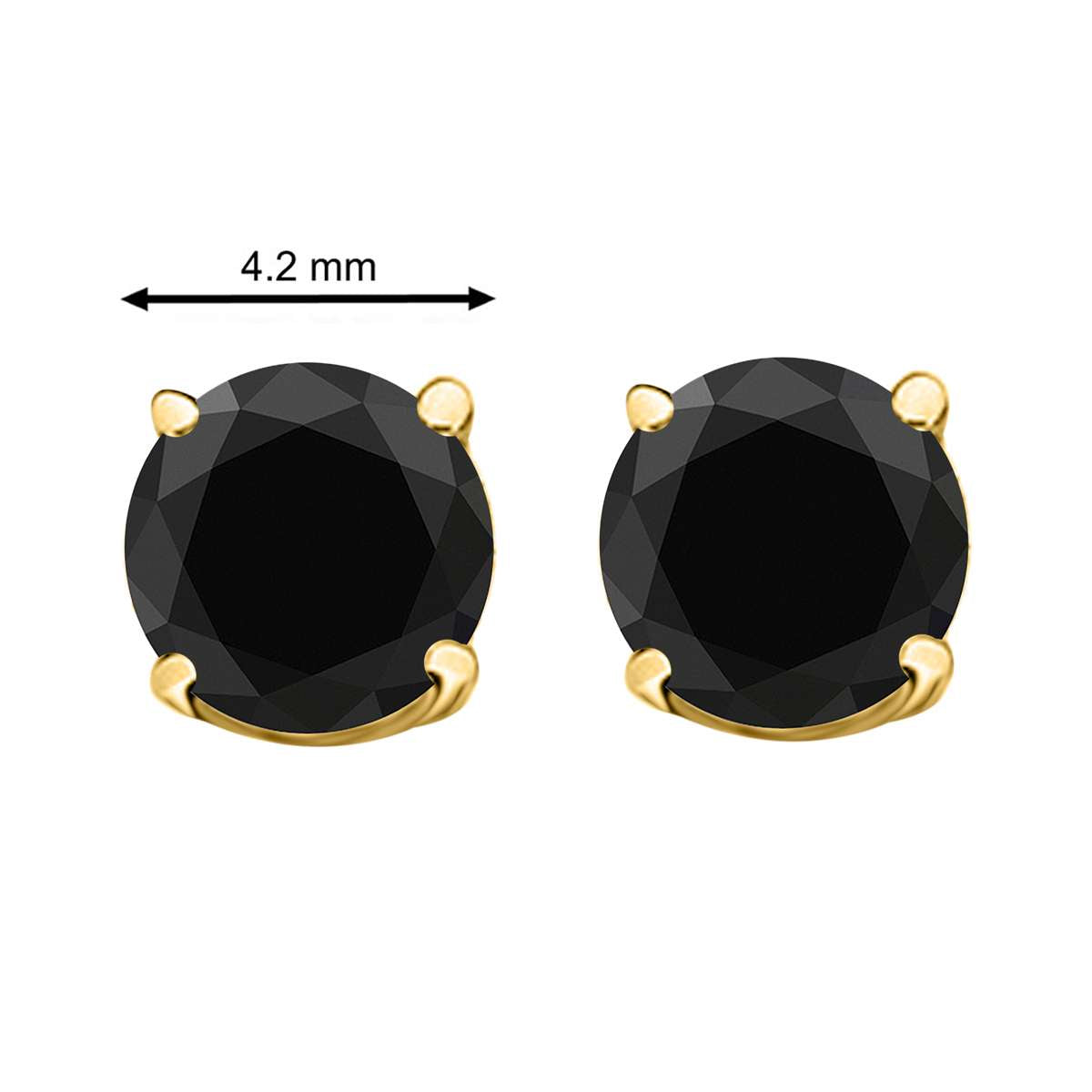 14K White & Yellow Gold 0.50 Carat Black Diamond Prong Set Stud Earrings for Women With Secure Backs Mauli Jewels