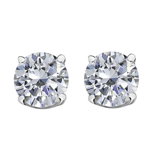 IGL Certified 0.75 Carat White Diamond Stud Earrings For Women In 14K White & Yellow Gold With Secure Push Back Mauli Jewels