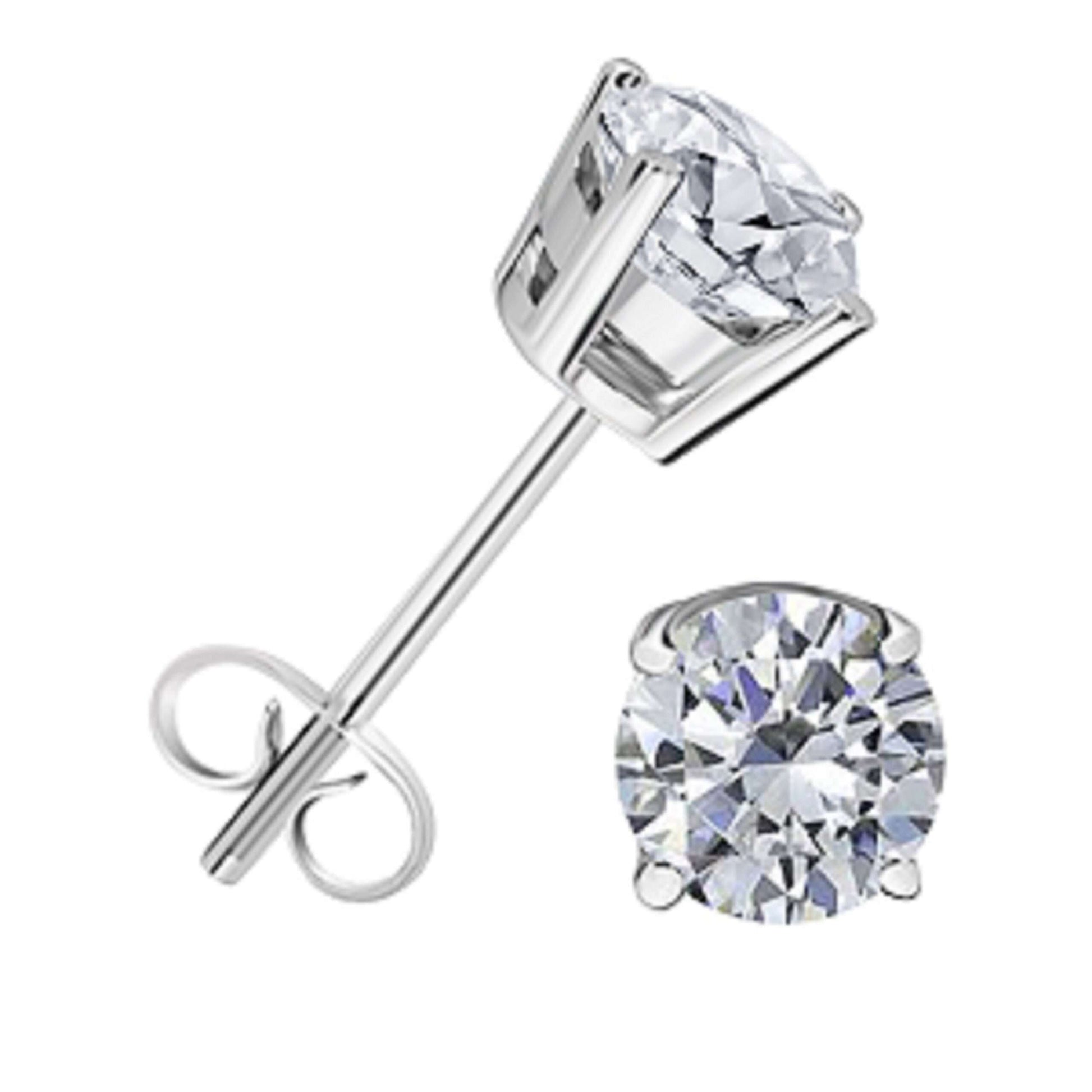 IGL Certified 0.75 Carat White Diamond Stud Earrings For Women In 14K White & Yellow Gold With Secure Push Back Mauli Jewels