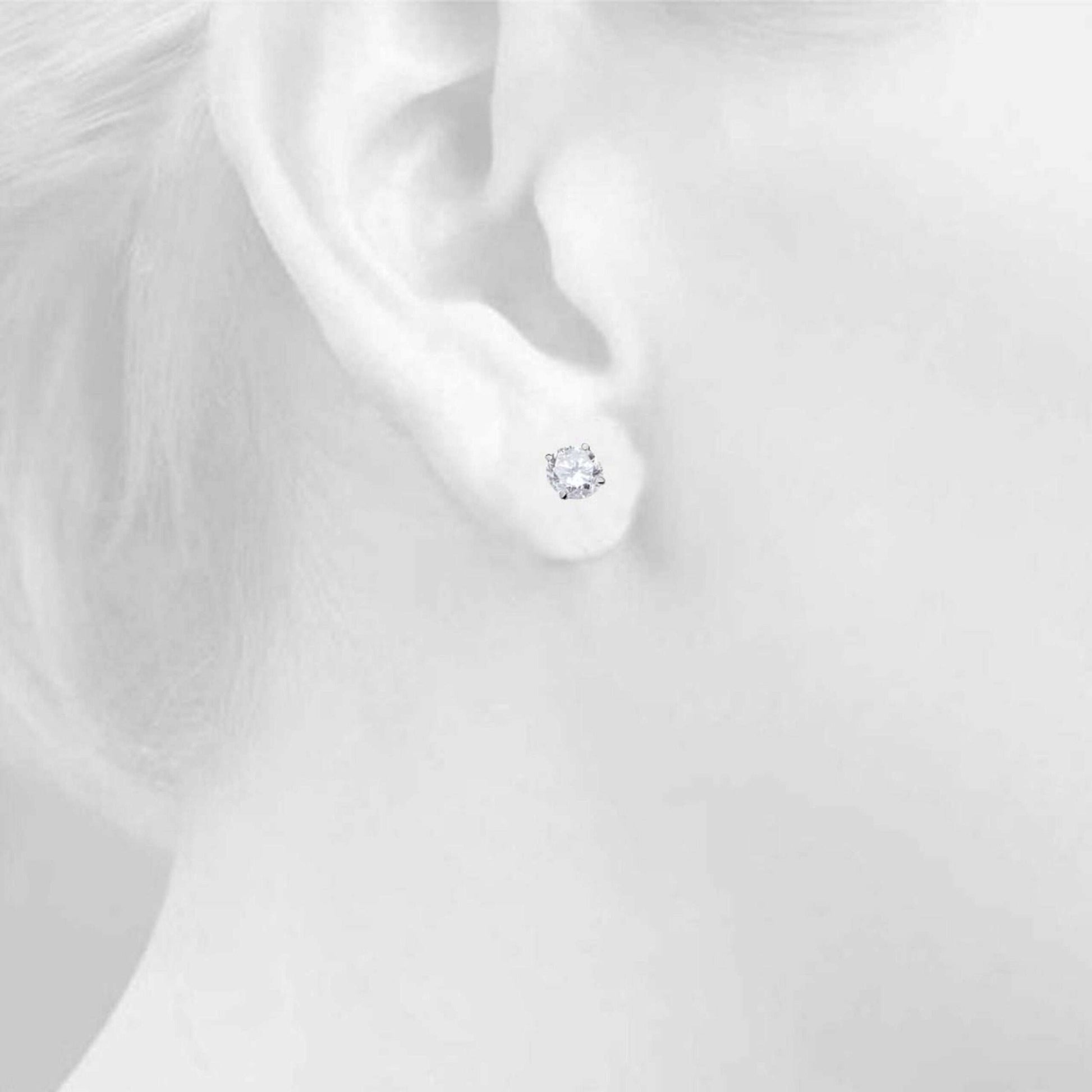 IGL Certified 0.75 Carat White Diamond Stud Earrings For Women In 14K White & Yellow Gold With Secure Push Back Mauli Jewels