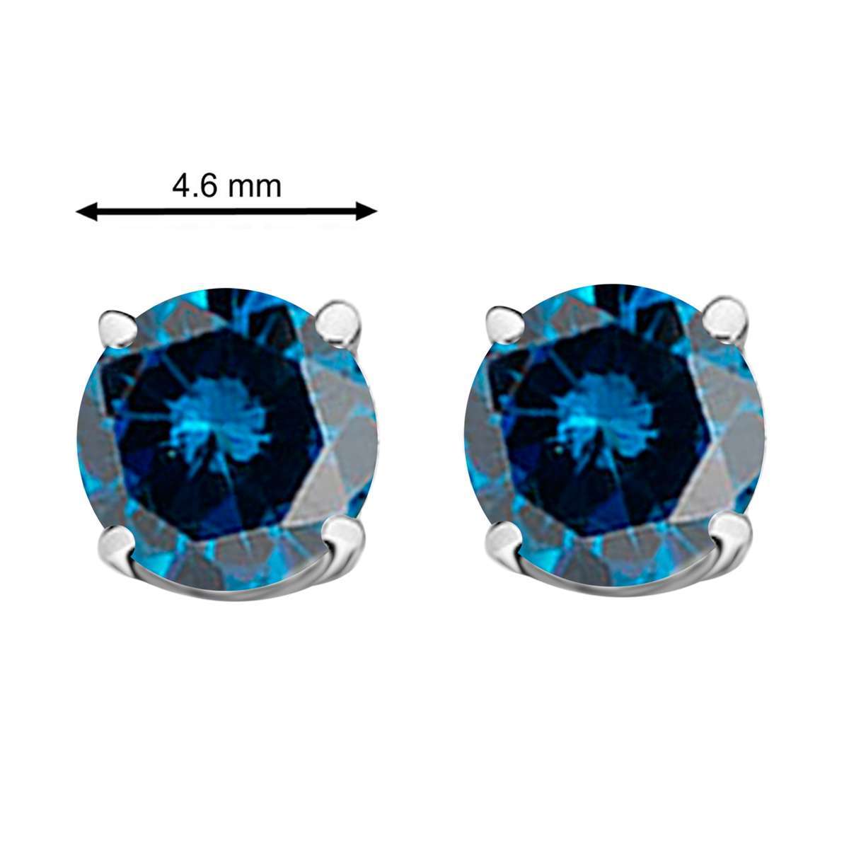 0.60 Carat Round Blue Diamond Prong Set Stud Earrings For Women In 14K White & Yellow Gold Mauli Jewels