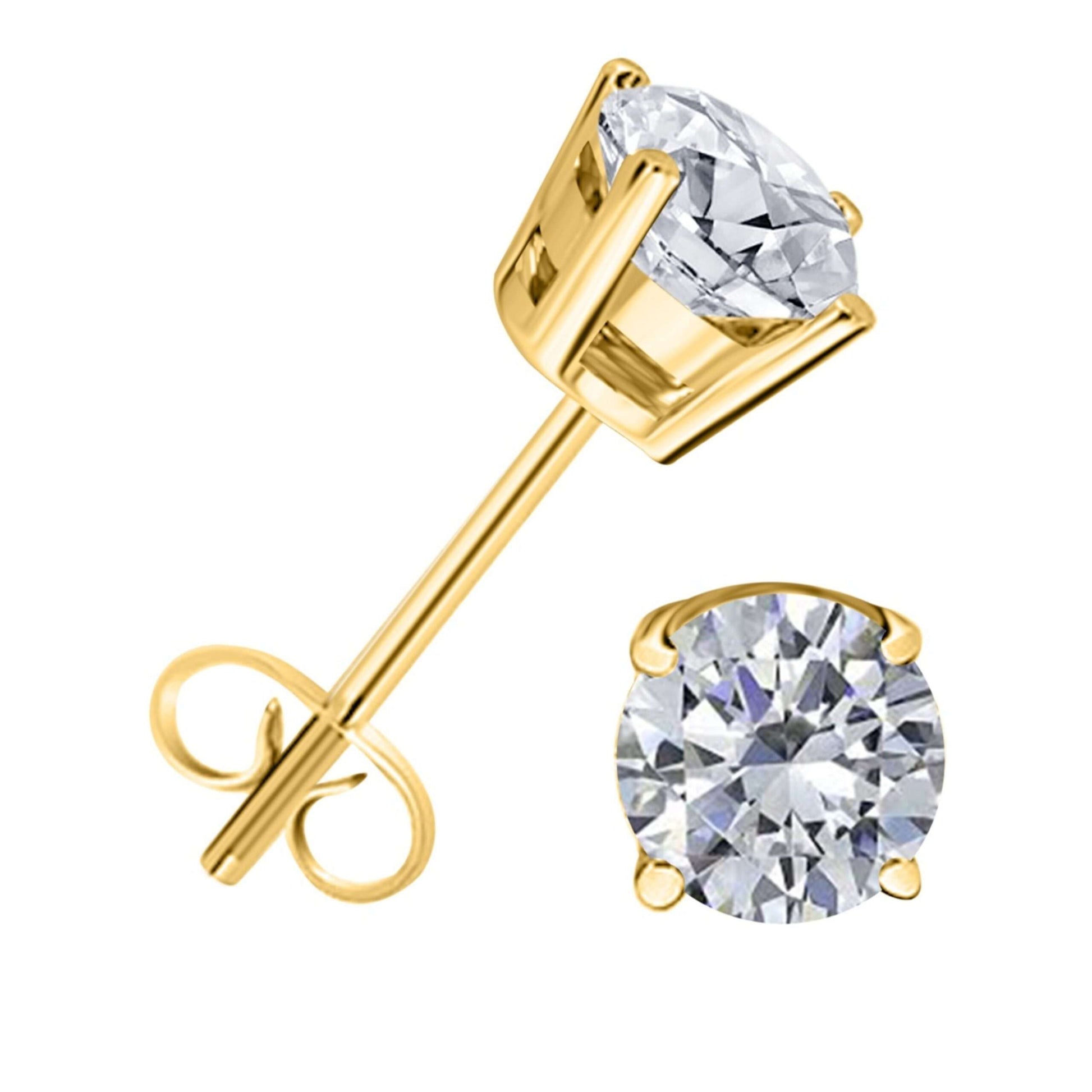 IGL Certified 0.75 Carat White Diamond Stud Earrings For Women In 14K White & Yellow Gold With Secure Push Back Mauli Jewels