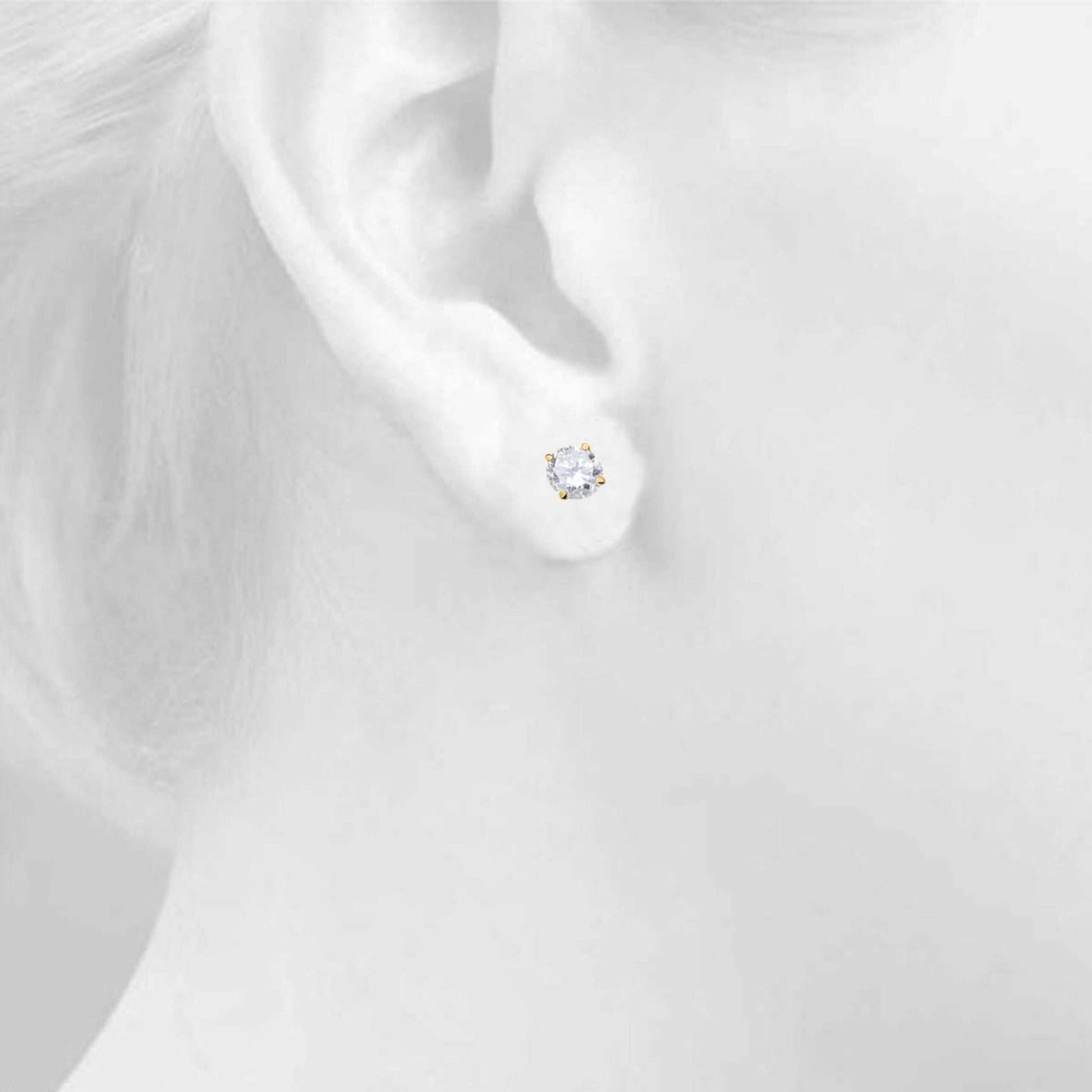 IGL Certified 0.75 Carat White Diamond Stud Earrings For Women In 14K White & Yellow Gold With Secure Push Back Mauli Jewels