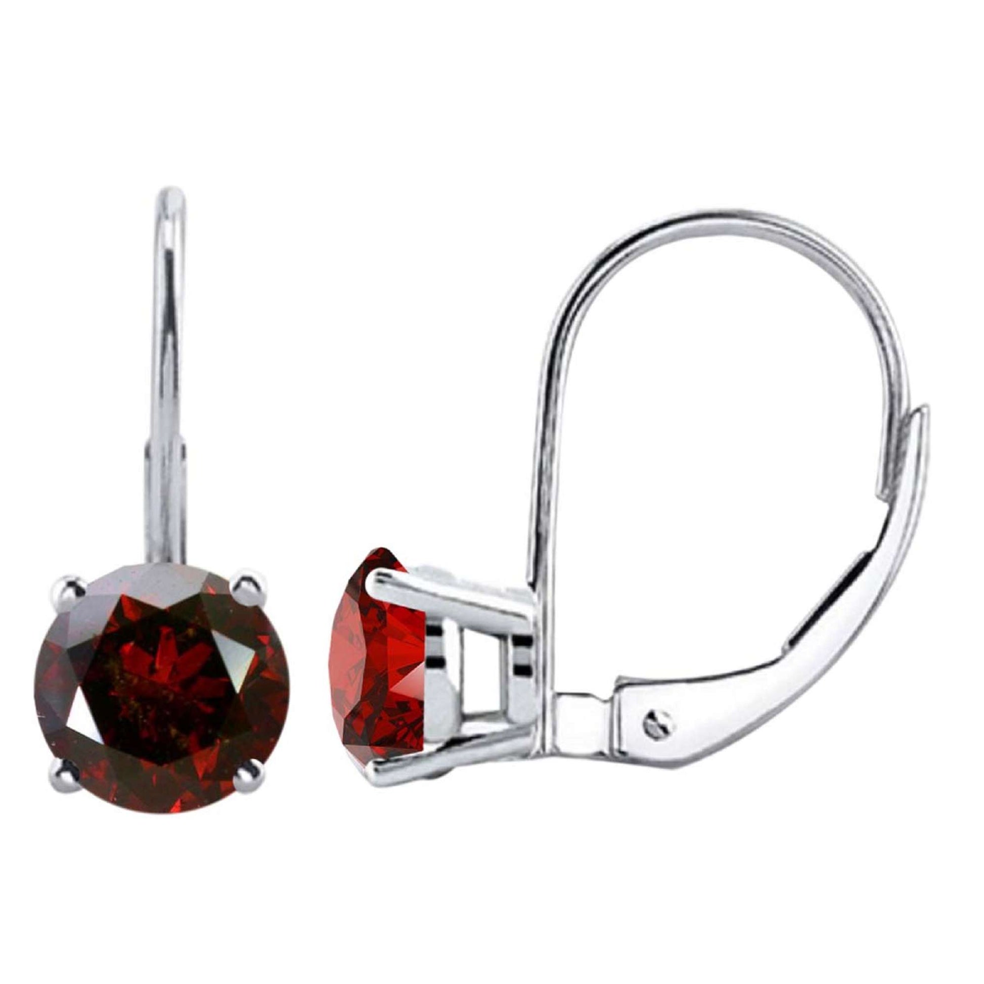 14K Rose, White & Yellow Gold 0.30 Carat Natural Red Diamond Dangle Leverback Earrings for Women Mauli Jewels