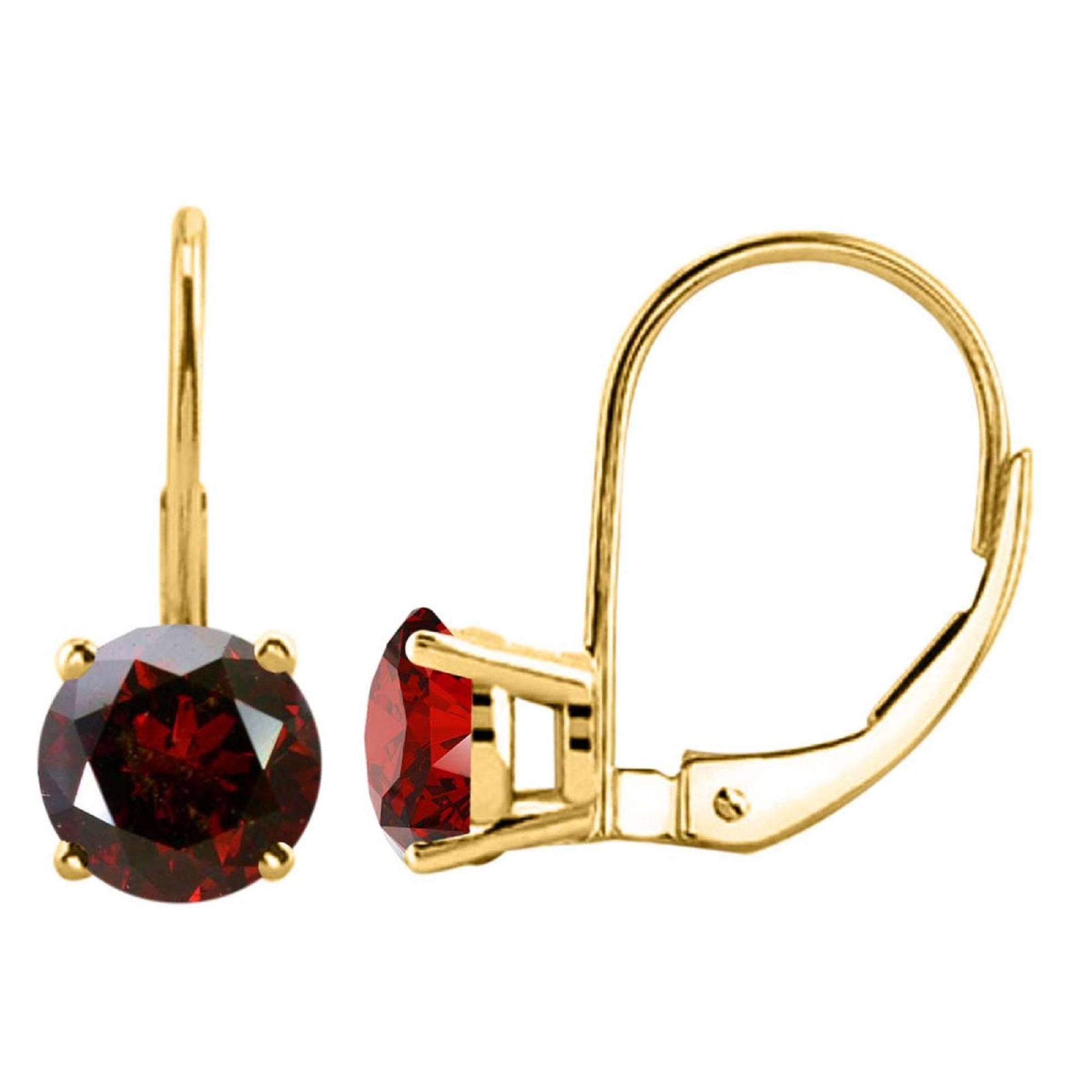 14K Rose, White & Yellow Gold 0.30 Carat Natural Red Diamond Dangle Leverback Earrings for Women Mauli Jewels