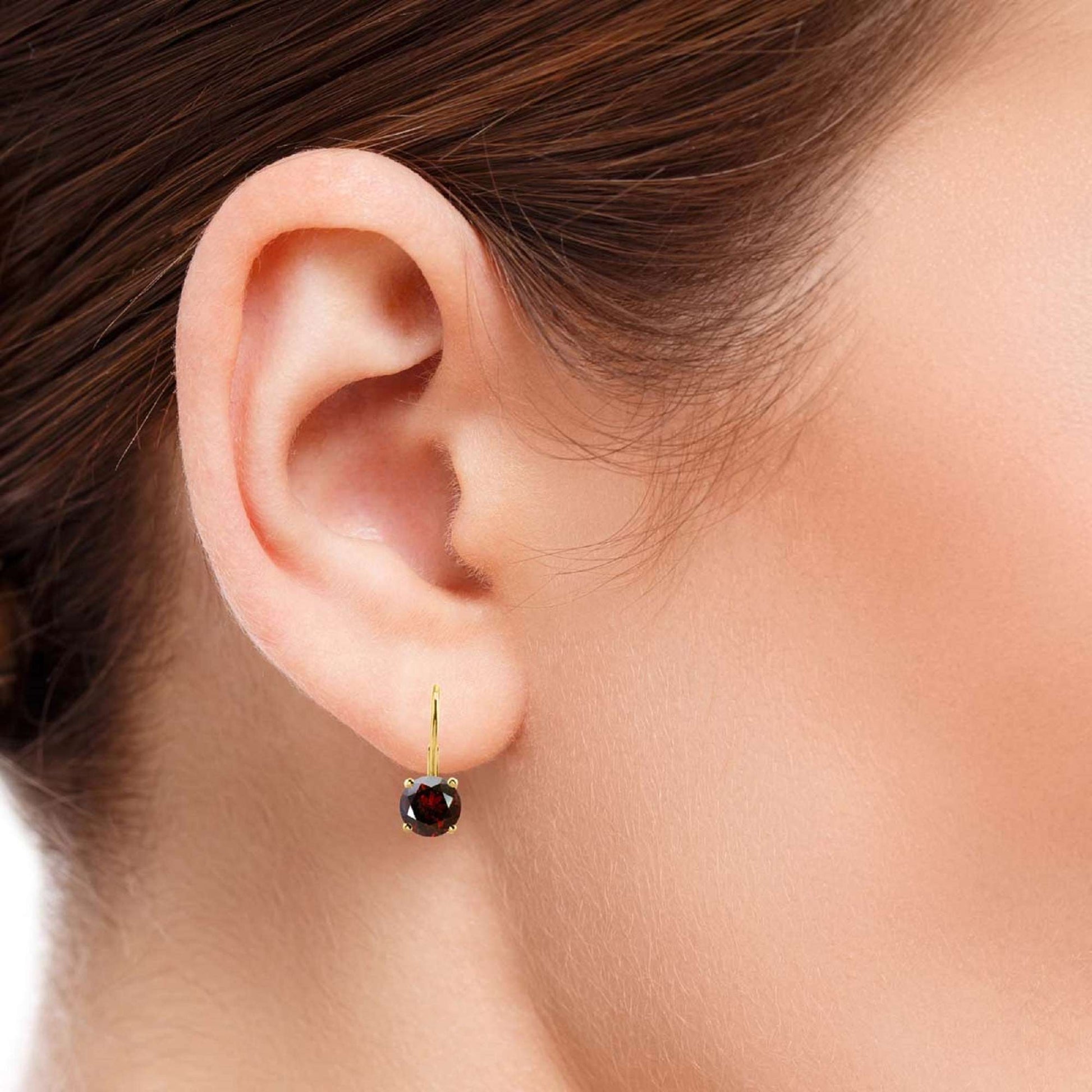 14K Rose, White & Yellow Gold 0.30 Carat Natural Red Diamond Dangle Leverback Earrings for Women Mauli Jewels