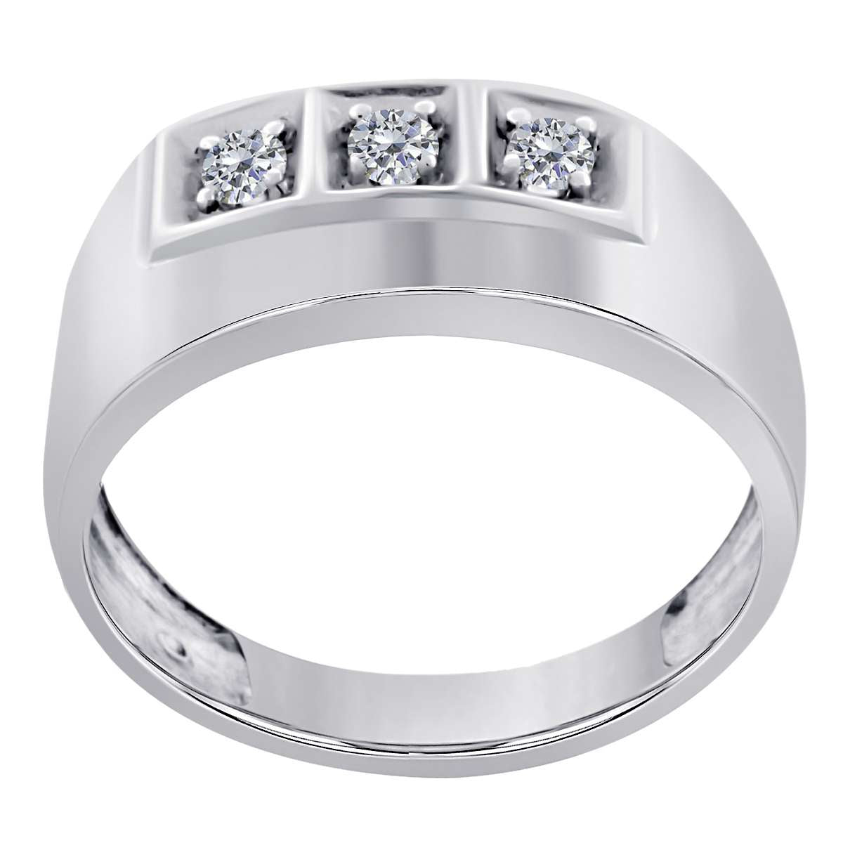 0.25 Carat White Diamond ( H-I /I1-I2 ) Three Stone Prong Set Engagement Wedding Rings In 10K White & Yellow Gold Mauli Jewels