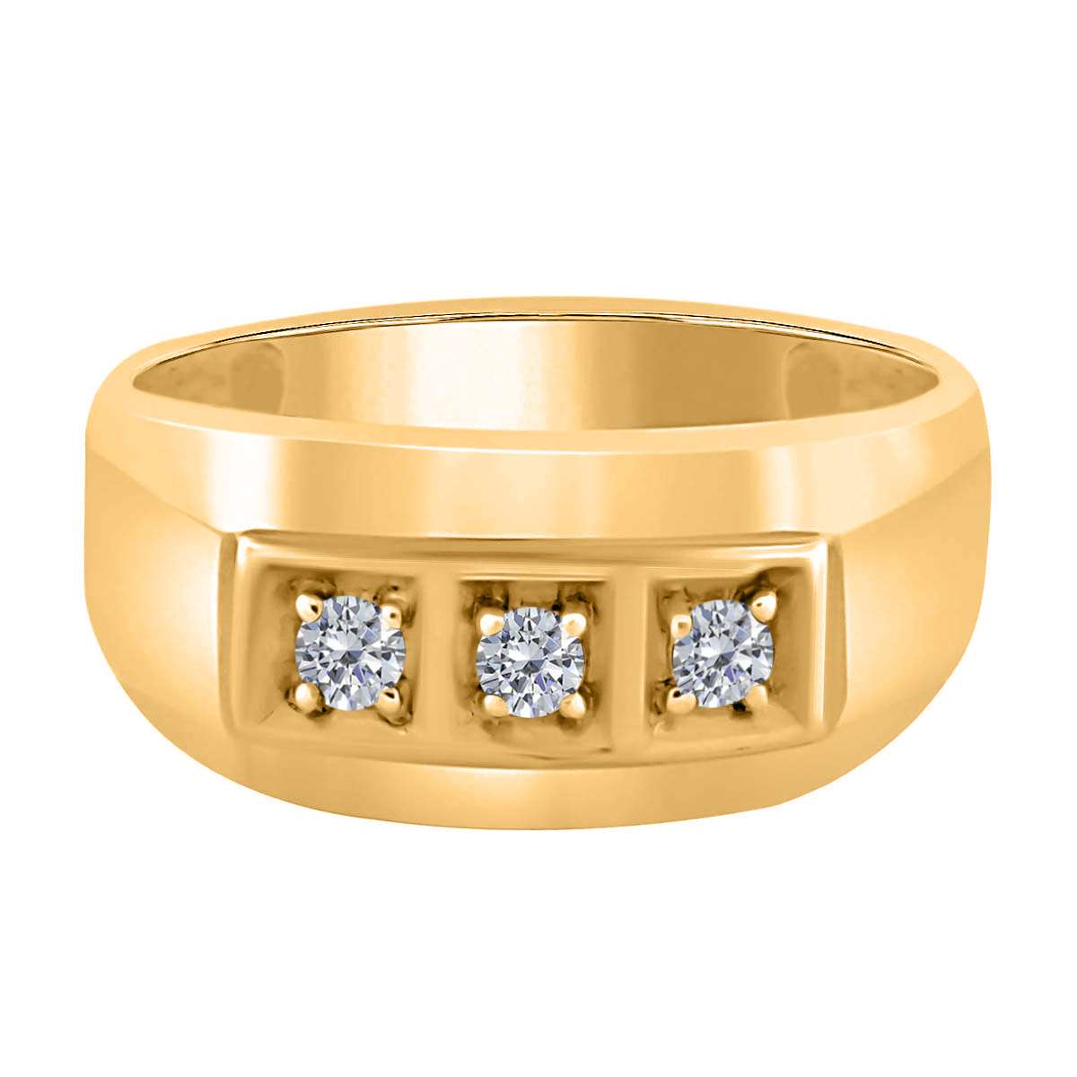 0.25 Carat White Diamond ( H-I /I1-I2 ) Three Stone Prong Set Engagement Wedding Rings In 10K White & Yellow Gold Mauli Jewels