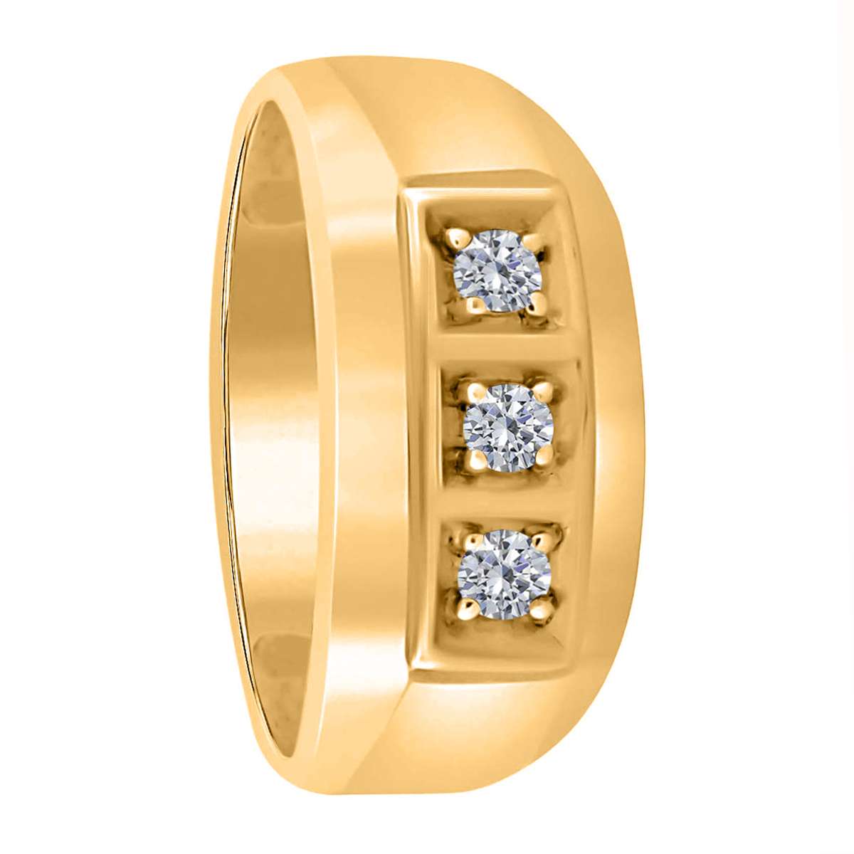 0.25 Carat White Diamond ( H-I /I1-I2 ) Three Stone Prong Set Engagement Wedding Rings In 10K White & Yellow Gold Mauli Jewels
