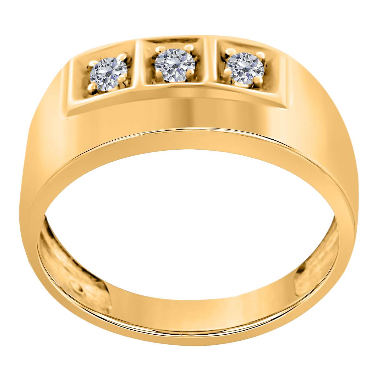 0.25 Carat White Diamond ( H-I /I1-I2 ) Three Stone Prong Set Engagement Wedding Rings In 10K White & Yellow Gold Mauli Jewels