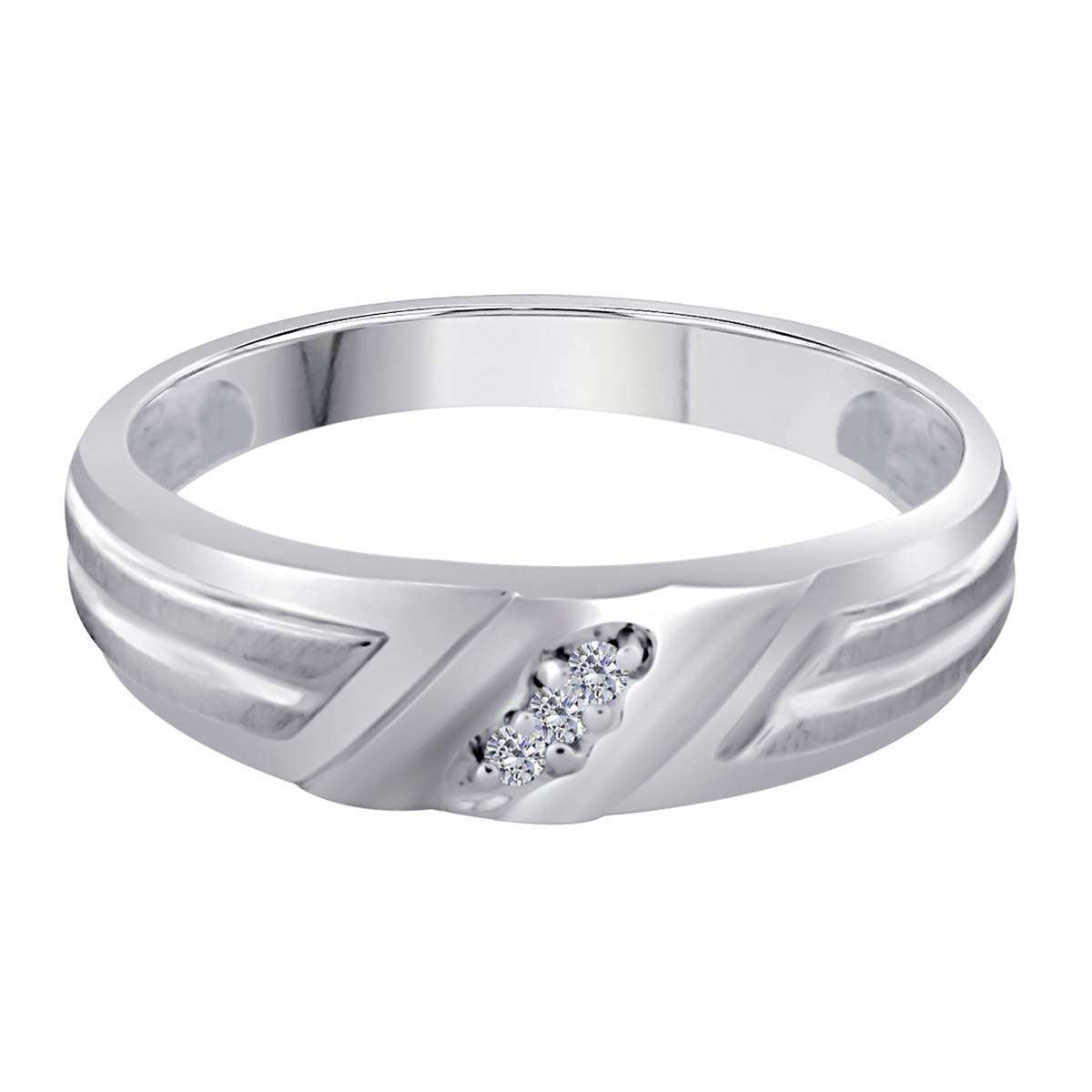 0.045 Carat Natural Diamond ( H-I / I1-I2 ) Men's Versatile Engagement Wedding Diamond Rings In 10K White & Yellow Gold Mauli Jewels
