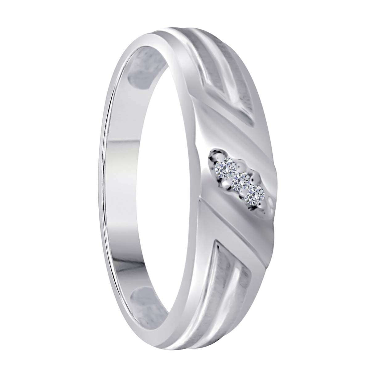 0.045 Carat Natural Diamond ( H-I / I1-I2 ) Men's Versatile Engagement Wedding Diamond Rings In 10K White & Yellow Gold Mauli Jewels