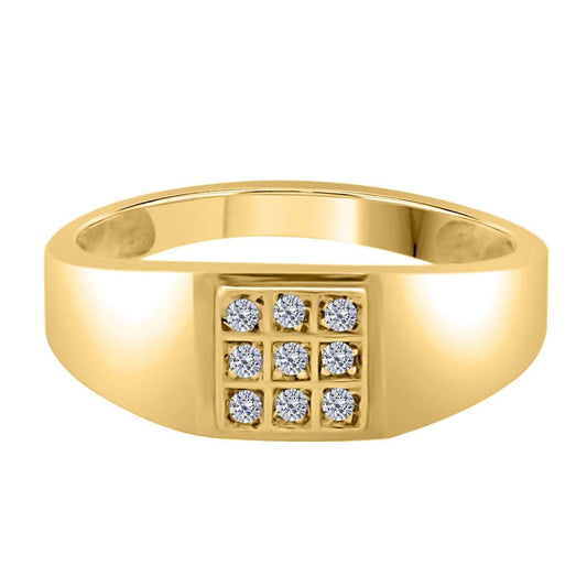 0.10 Carat Natural Diamond ( HI / I1-I2 ) Men's Equisite Engagement Ring For Men's In 10K Yellow & White Gold Mauli Jewels
