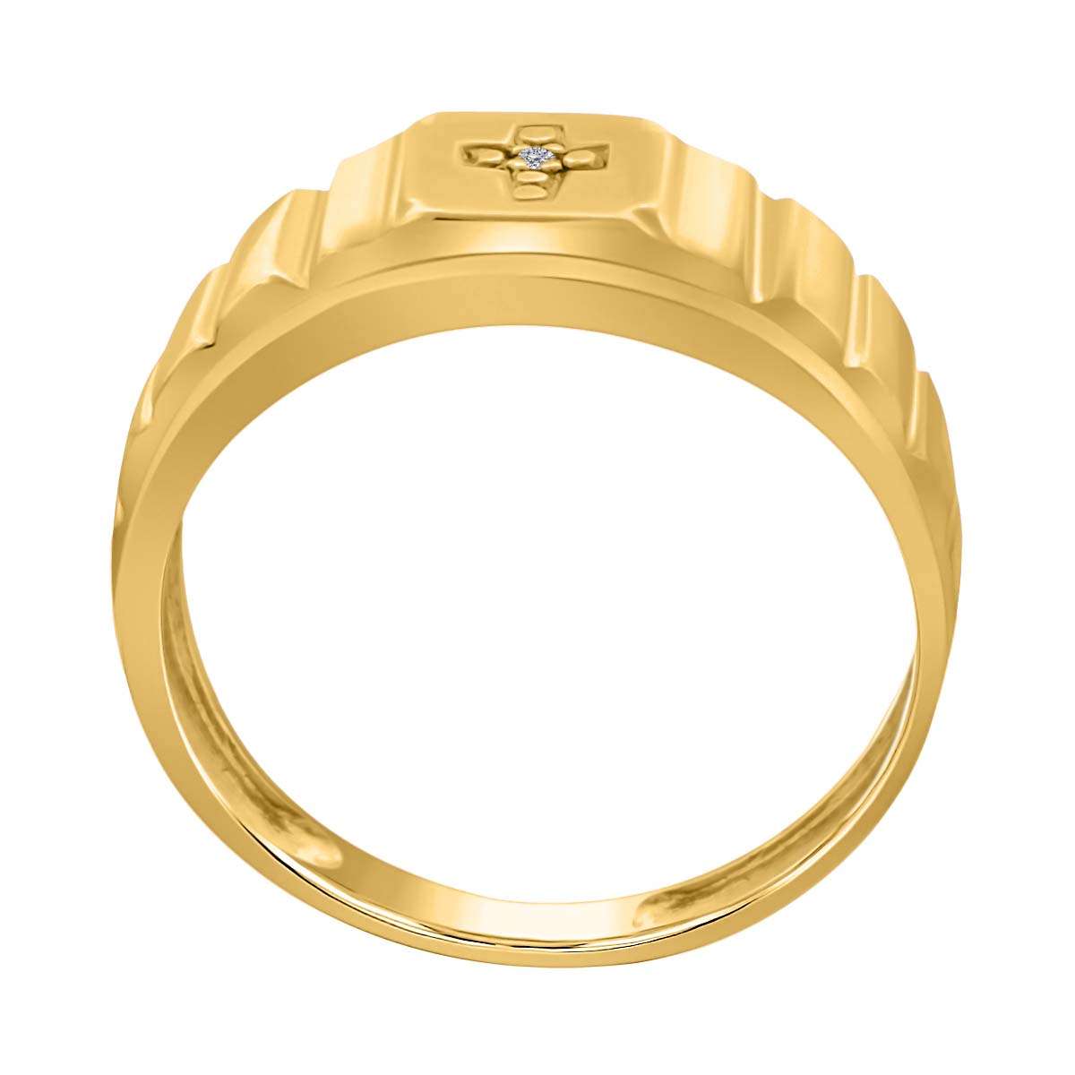0.005 Carat Diamond (H-I / I1-I2) Men's Lightweight Wedding Engagement Rings in 10K Yellow and White Gold Mauli Jewels