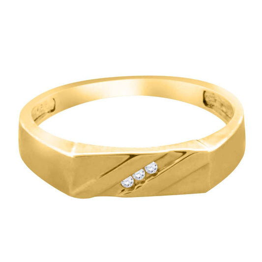 MAULIJEWELS 0.03 Carat Natural Diamond Engagement Wedding Ring for Men in 10K White and Yellow Gold (H-I / I1-I2) Mauli Jewels
