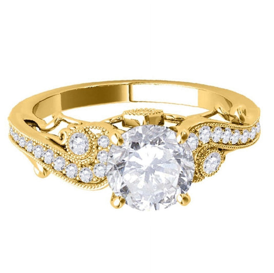 MauliJewels 1/2 Carat Lab Grown Diamond Halo Engagement Ring, 10K Rose White or Yellow Gold, 4-Prong Round Bridal Anniversary Ring