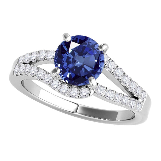 MauliJewels 1.15 Carat Created Sapphire Lab Grown Diamond Engagement Ring, 10K White Gold or Yellow Gold, Twin Shank Halo Prong Set Bridal Ring (Copy) (Copy)