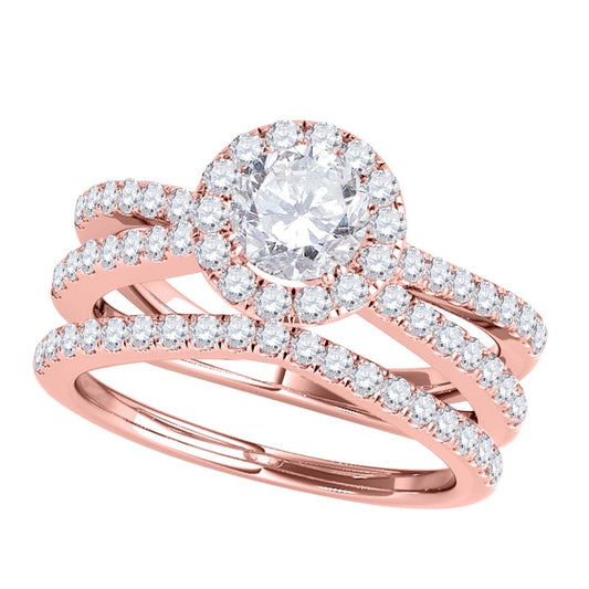 MauliJewels 1 Carat Lab Grown Diamond Antique Halo Bridal Ring for Women, Split Shank Design, 10K Rose White or Yellow Gold, E-F Color VS1 Clarity, Engagement Wedding Ring
